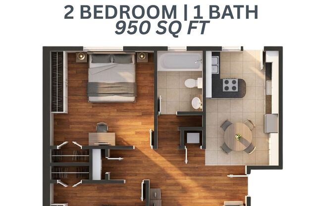 2 beds, 1 bath, 950 sqft, $1,370, Unit 03
