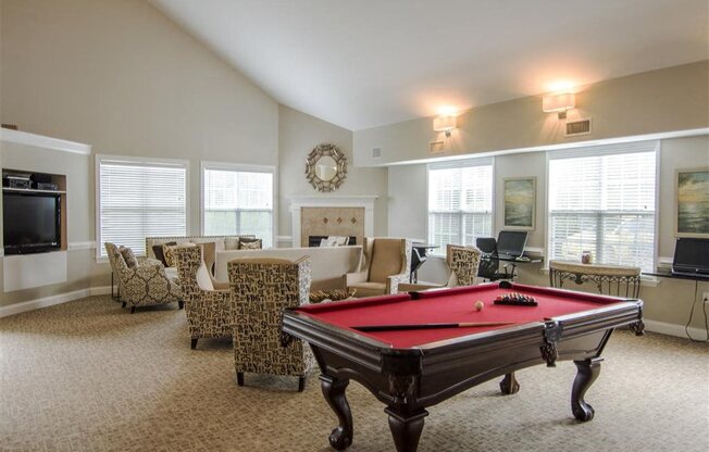 Enjoy a game of pool at the clubhouse at Haven at Research Triangle Park