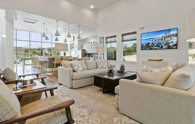 Living room area with couches at Reveal 54, Georgetown, Texas