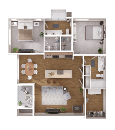 2 beds, 2 baths, 1,189 sqft, $1,725