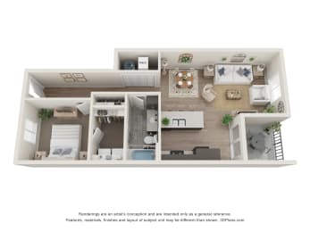 1 bed, 1 bath, 746 sqft, $1,108