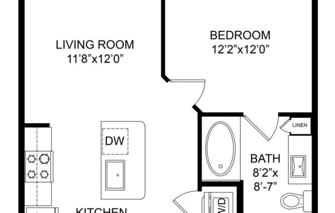 1 bed, 1 bath, 618 sqft, $1,220