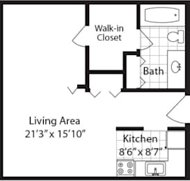 Studio, 1 bath, 538 sqft, $831