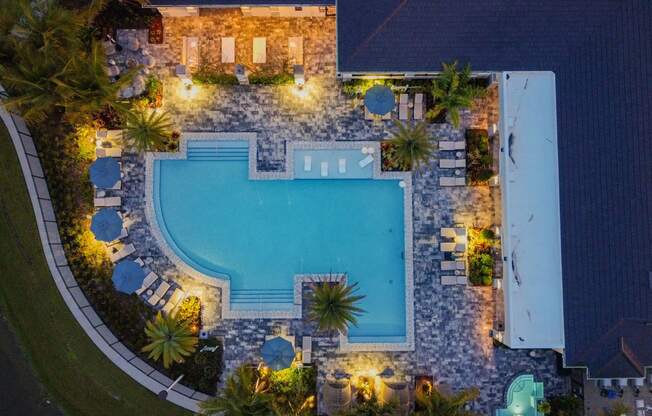 Overhead View of Pool at Night at Edge75, Naples, Florida
