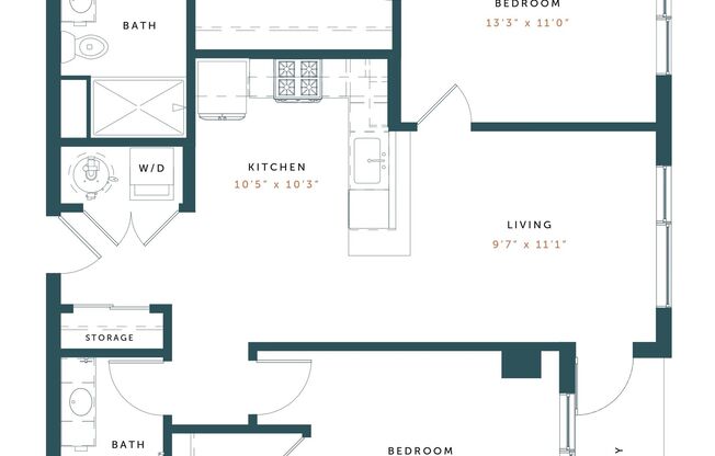 2 beds, 2 baths, 1,032 sqft, $2,375, Unit 215