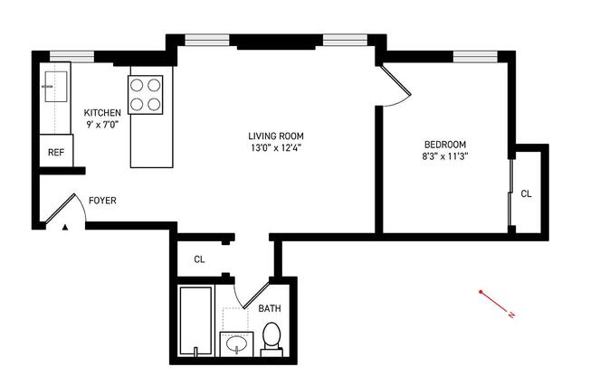 1 bed, 1 bath, $2,228, Unit 2C