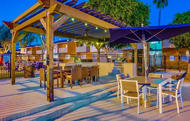 Poolside Entertainment Area at Pacific Trails Luxury Apartment Homes, Covina, California