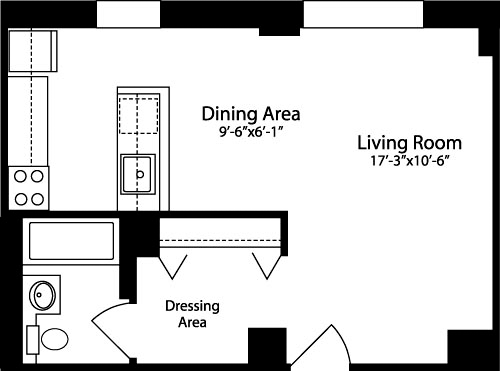 Studio, 1 bath, 469 sqft, $3,901, Unit 15M