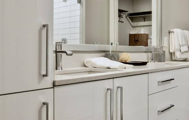 Double Vanity Sinks with Cabinet Storage