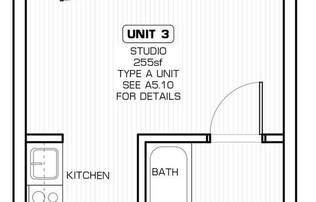 Studio, 1 bath, 255 sqft, $899