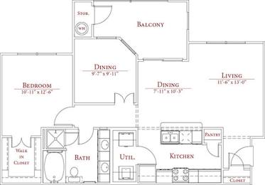 1 bed, 1 bath, 874 sqft, $1,280