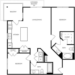 2 beds, 2 baths, 1,108 sqft, $1,723