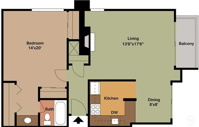 1 bed, 1 bath, 531 sqft, $1,650, Unit 143114