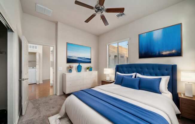 Bedroom with Ceiling Fan at Avilla Preserve Apartment Homes in Tucson Arizona