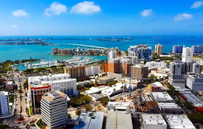 an aerial view of the city of miami