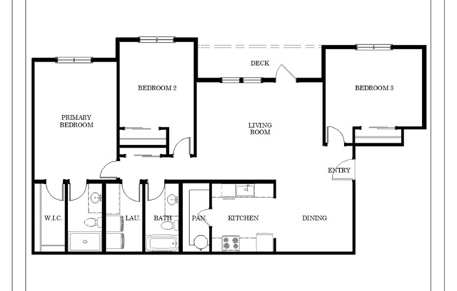 3 beds, 2 baths, 1,511 sqft, $1,995, Unit J-404