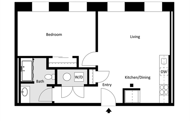 1 bed, 1 bath, 602 sqft, $1,950, Unit 327