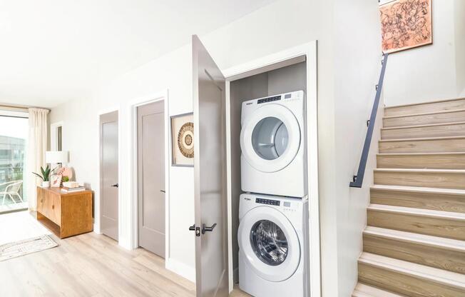 In-home washers and dryers offer the convenience of doing laundry on your schedule—just steps from where you live, relax, and recharge.