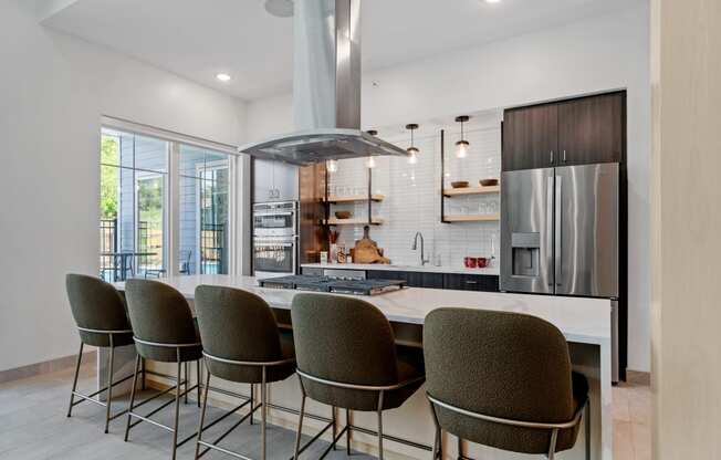 Resident clubhouse kitchen at The Lodge at Overland, Rochester, MN