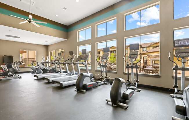 the gym at the enclave at woodbridge apartments in sugar land, tx