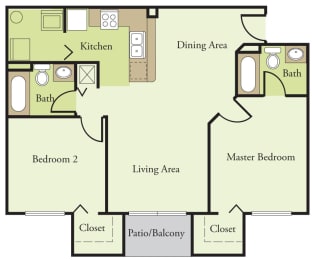 2 beds, 2 baths, 900 sqft, $1,337