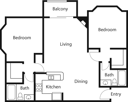 2 beds, 2 baths, 1,001 sqft, $2,848