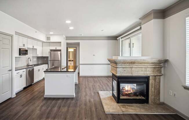 open-concept floor plan at Berkshire Aspen Grove luxury Littleton apartments for retn