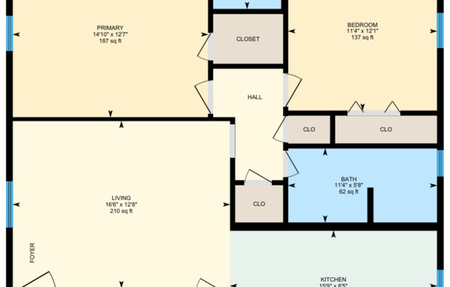 2 beds, 1.5 baths, 925 sqft, $800
