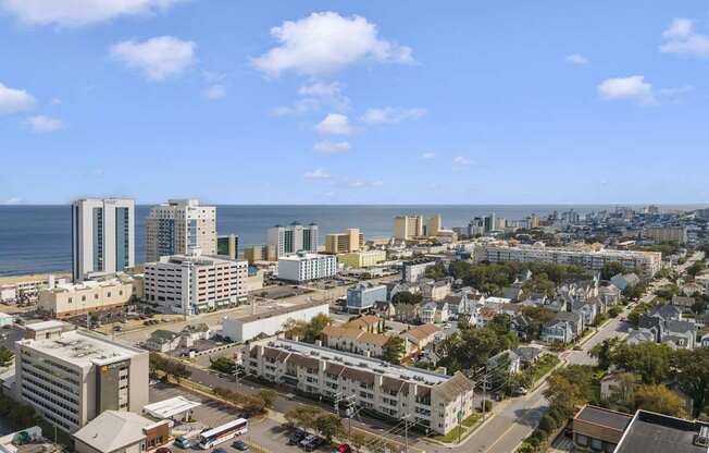 the city of with ocean in the background