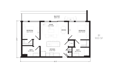 2 beds, 2 baths, 900 sqft, $1,935