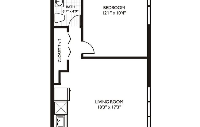 1 bed, 1 bath, 485 sqft, $1,700, Unit 203