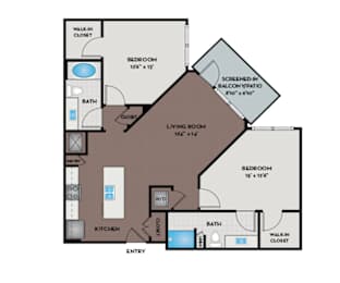 2 beds, 2 baths, 1,036 sqft, $2,045