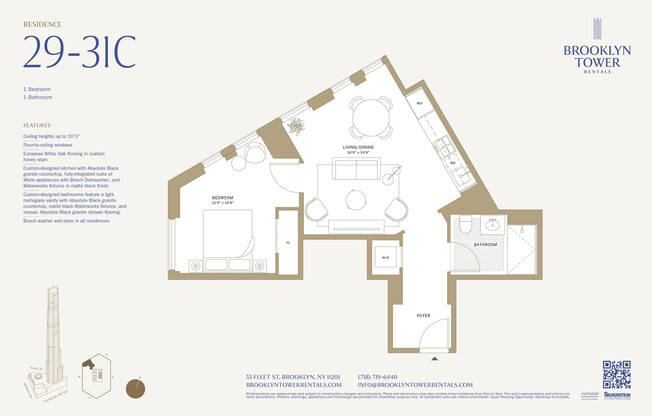 1 bed, 1 bath, $5,300, Unit 29C