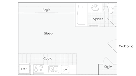 Studio, 1 bath, 478 sqft, $1,810