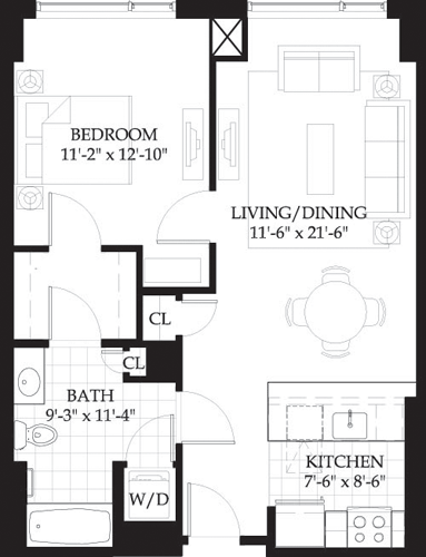 1 bed, 1 bath, 742 sqft, $3,845