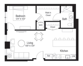 1 bed, 1 bath, 734 sqft, $1,933