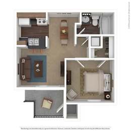 1 bed, 1 bath, 584 sqft, $1,049