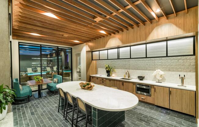 Host with ease in the stylish entertainment kitchen at Modera St. Paul, designed for gatherings just minutes from downtown Dallas attractions.