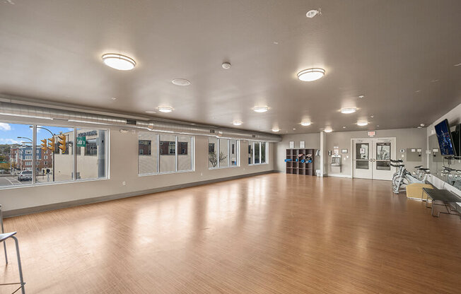 yoga room at apartment complex