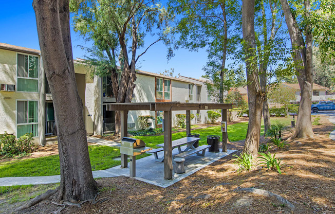 Tree-Lined Outdoor Dining Area at Veranda La Mesa in La Mesa, CA 91942