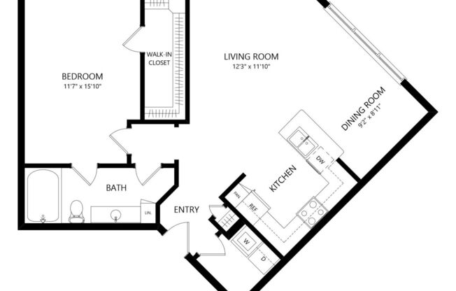 1 bed, 1 bath, 803 sqft, $1,542