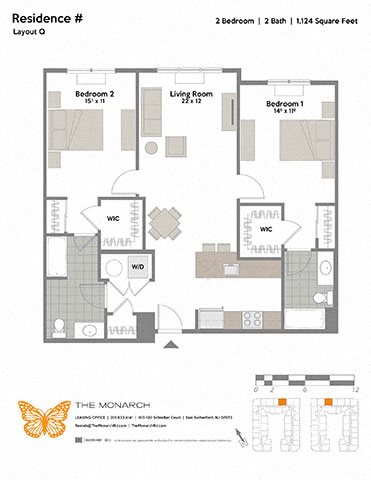 2 beds, 2 baths, 1,124 sqft, $3,180
