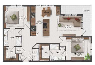 2 beds, 2 baths, 1,285 sqft, $2,246