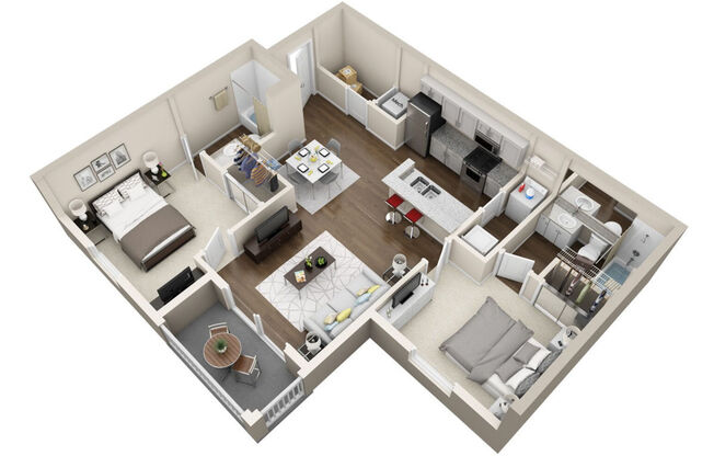 2 beds, 2 baths, 962 sqft, $1,392