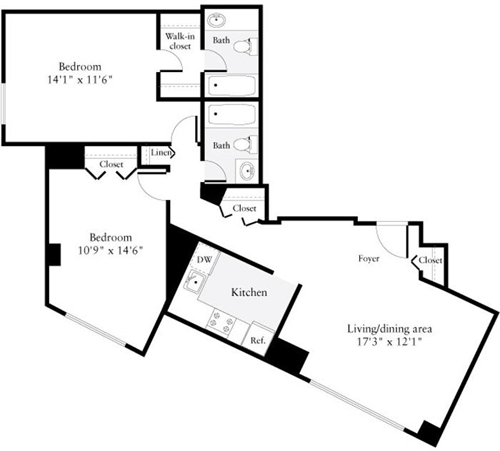2 beds, 2 baths, 849 sqft, $3,029, Unit 0318