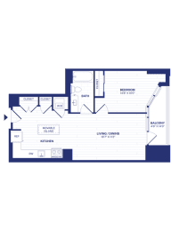 1 bed, 1 bath, 696 sqft, $2,603