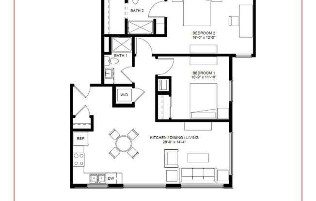 2 beds, 2 baths, 1,062 sqft, $1,735, Unit 233