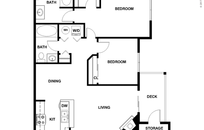 2 beds, 2 baths, 939 sqft, $2,291