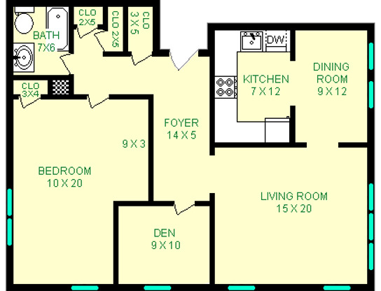 1 bed, 1 bath, 982 sqft, $1,575