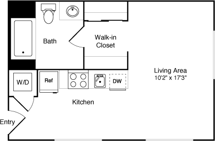 Studio, 1 bath, 401 sqft, $2,522, Unit 509